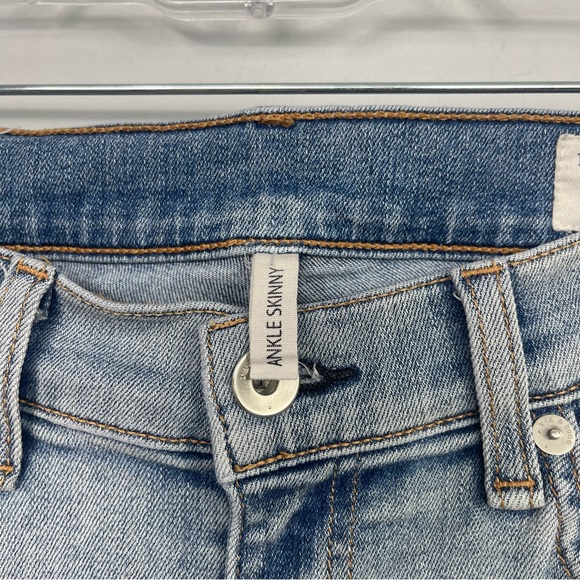 Rag & Bone Ankle Skinny Jeans in Lynn Holes 28 Chewed Hem Patchwork Light Wash - Picture 11 of 16